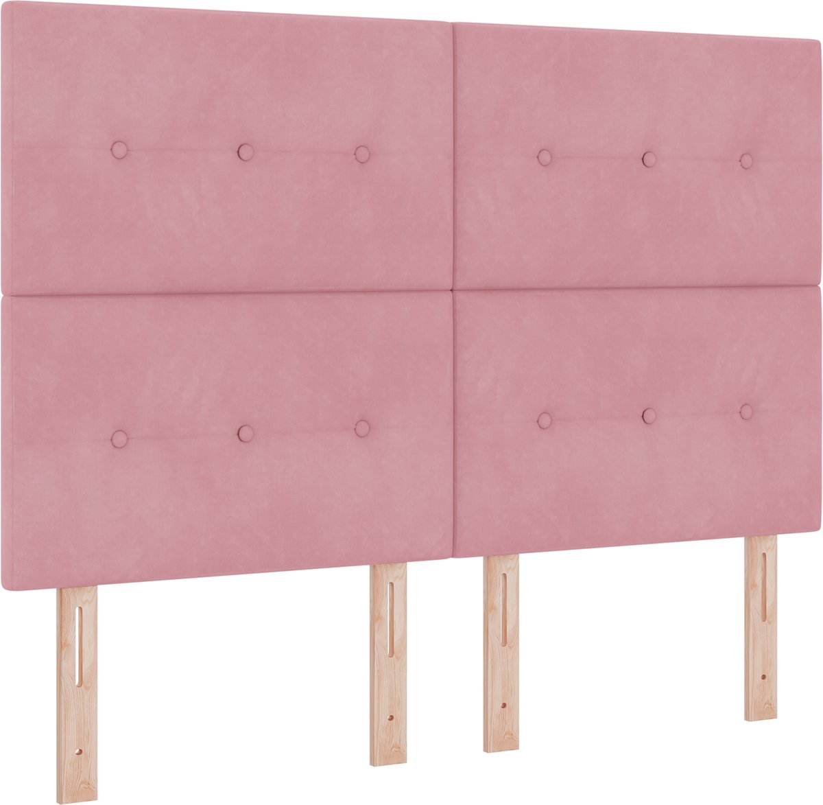 vidaXL - Boxspring - bed - met - hoofdeinde - Roze - 190 - x - 140 - cm - Fluweel