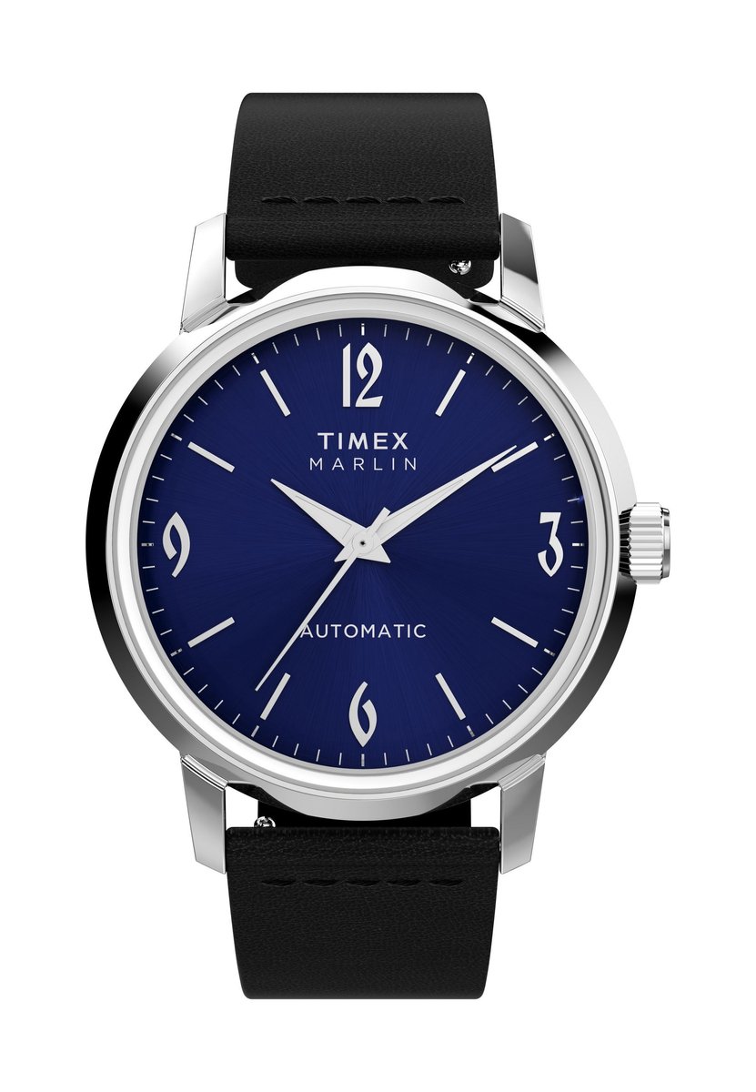Timex Marlin Automatic Mechanisch Automatisch Horloge Zwart Kast: 100% Roestvrij Staal | Armband: 100%Leer 40 TW2W93100AJ