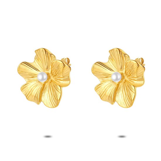 Boucles d'oreilles Twice As Nice en acier inoxydable doré, fleurs