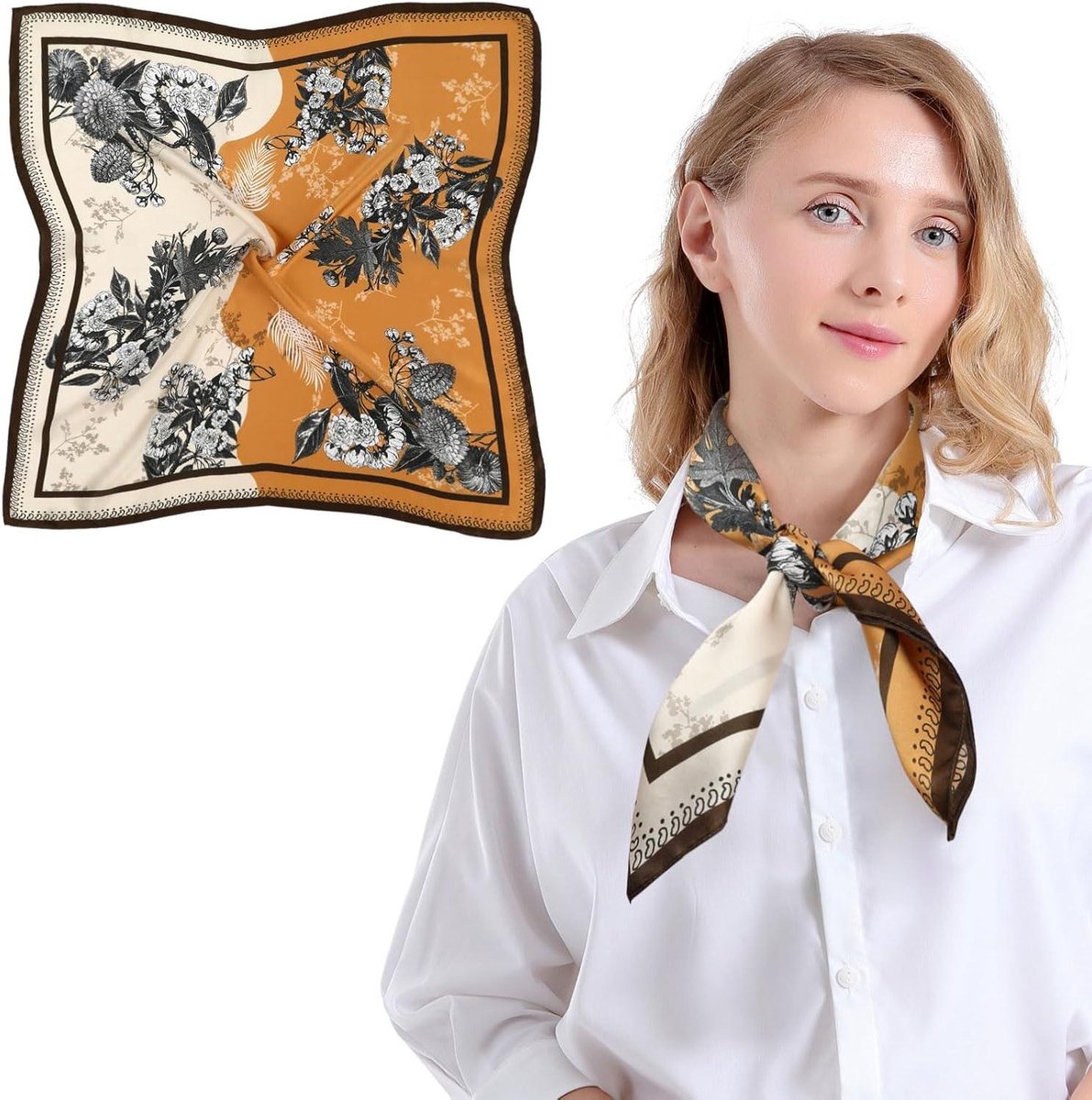 Zijden Sjaals Dames in Geel/Beige - 100% zijden sjaal - Luxe accessoire voor vrouwen