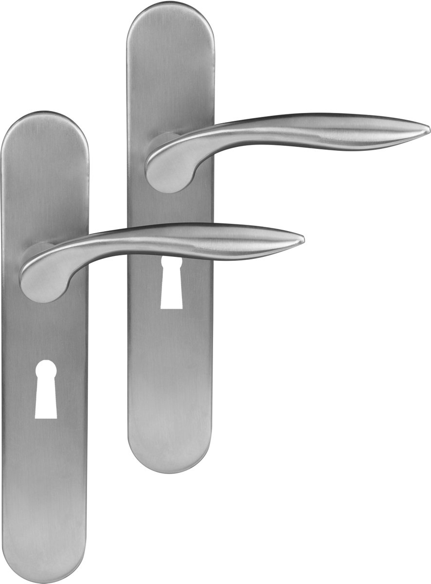Differnz | Groningen deurkruk | ovaal schild | sleutel 56 mm | mat chroom