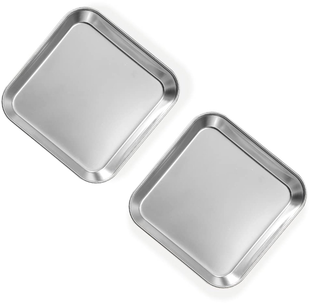 Yitexin roestvrijstalen dinerborden, verdikt metalen bord, kleine vierkante serveerschaal voor hapjes, koekjes, biefstuk, dessert, salade en mondverzorging, 2-pack (zilver)