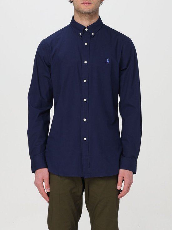 Ralph Lauren Classic Fit Long Sleeve Button Down Striped Shirt Men's Size L cotton Navy blue Vintage Second Hand