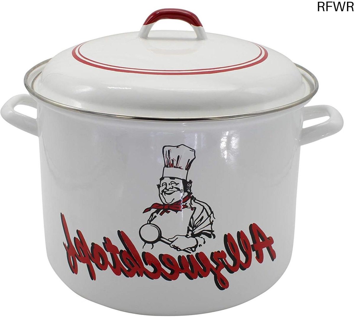 RFWR® Kookpan 28 cm - 14 liter, geëmailleerd, geschikt voor alle warmtebronnen