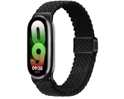 Strap-it Gevlochten nylon bandje met magneetsluiting - geschikt voor Xiaomi Smart Band 11 / Smart Band 10 / Smart Band 9 / Smart Band 8 (zwart)