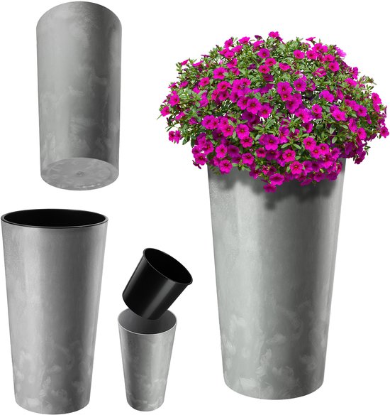 KADAX Bloempot Van Houtspaanders – Milieuvriendelijk Design, ⌀25 Cm, In Crème