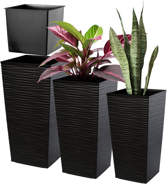 KADAX Bloempot met 3D-effect, bloempot van kunststof in 4 kleuren
