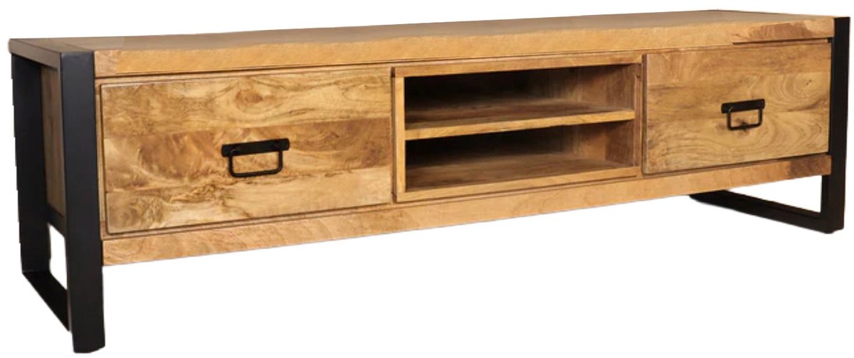 Tv meubel lichtbruin mangohout 160cm Avelyn tv kast duurzaam mango massief hout tv-meubel