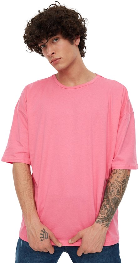 Trendyol Zwart Oversized/Wijd Gesneden 100% Katoenen Basic T-Shirt Met Korte Mouwen Tmnss22Ts0318