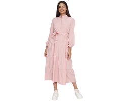 Trendyol Lila Geweven Jurk Met Grote Kraag, Knoop En Gedetailleerde Geweven Tctss21El3343