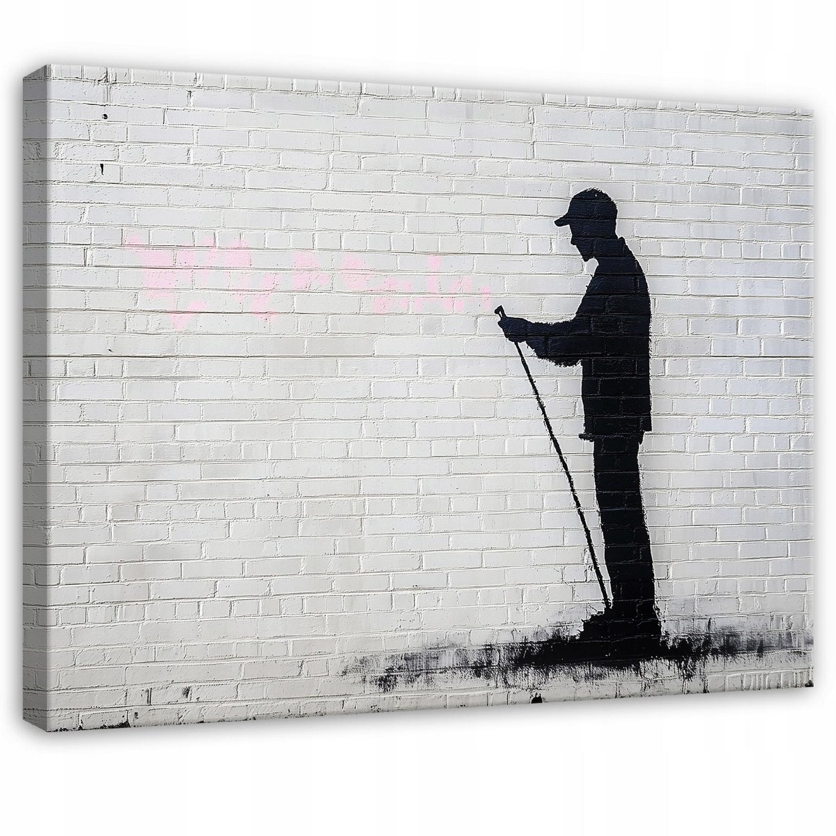 WALLARENA Canvas schilderij - 40x30 cm - abstract Banksy grijs multikleurig
