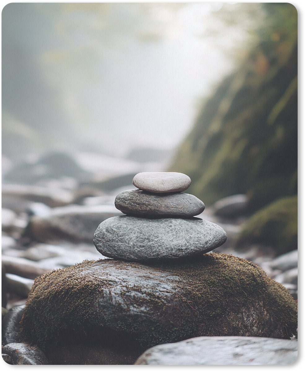 Muismat 19x23 cm - Mousepad Stenen - Stapel - Natuur - Muismatten
