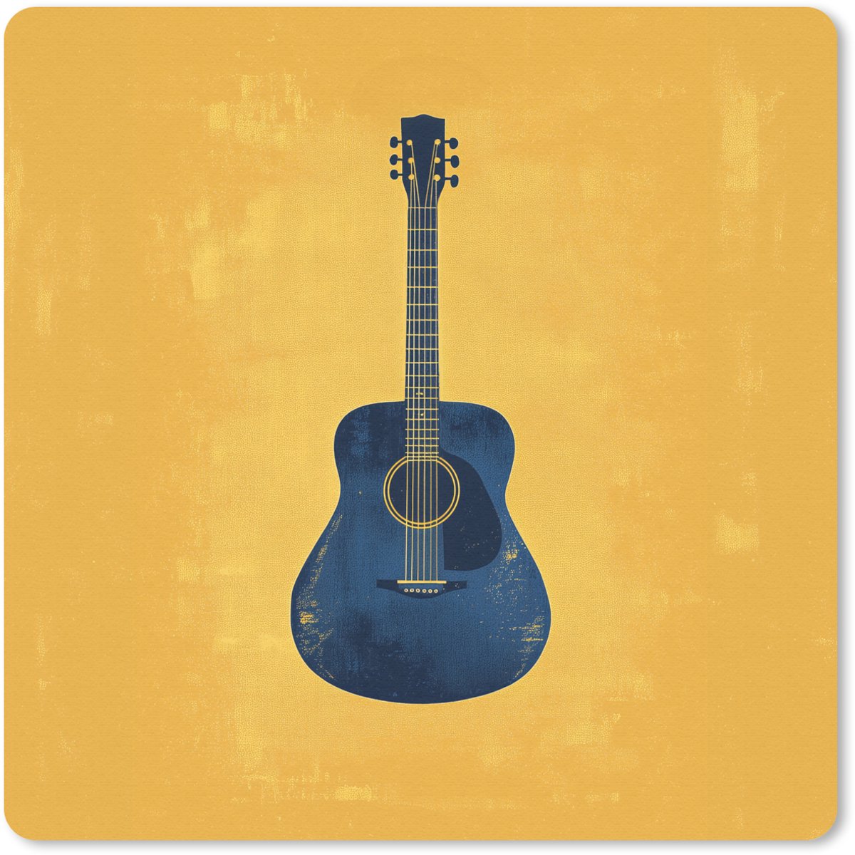 Muismat 30x30 cm - Mousepad Gitaar - Akoestisch - Geel - Minimalistisch - Muismatten
