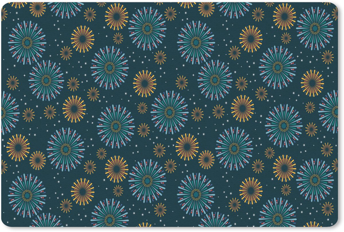 Muismat 27x18 cm - Mousepad Blauw - Patroon - Retro - Muismatten