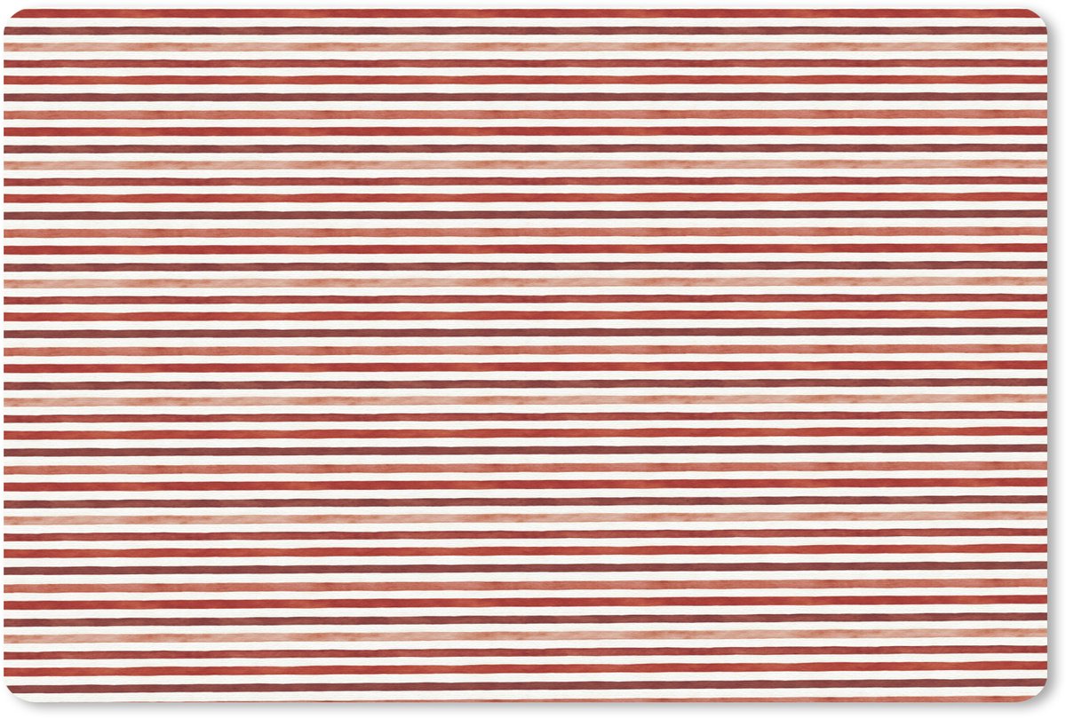 Muismat 27x18 cm - Mousepad Nautisch - Chic - Strepen - Rood - Muismatten