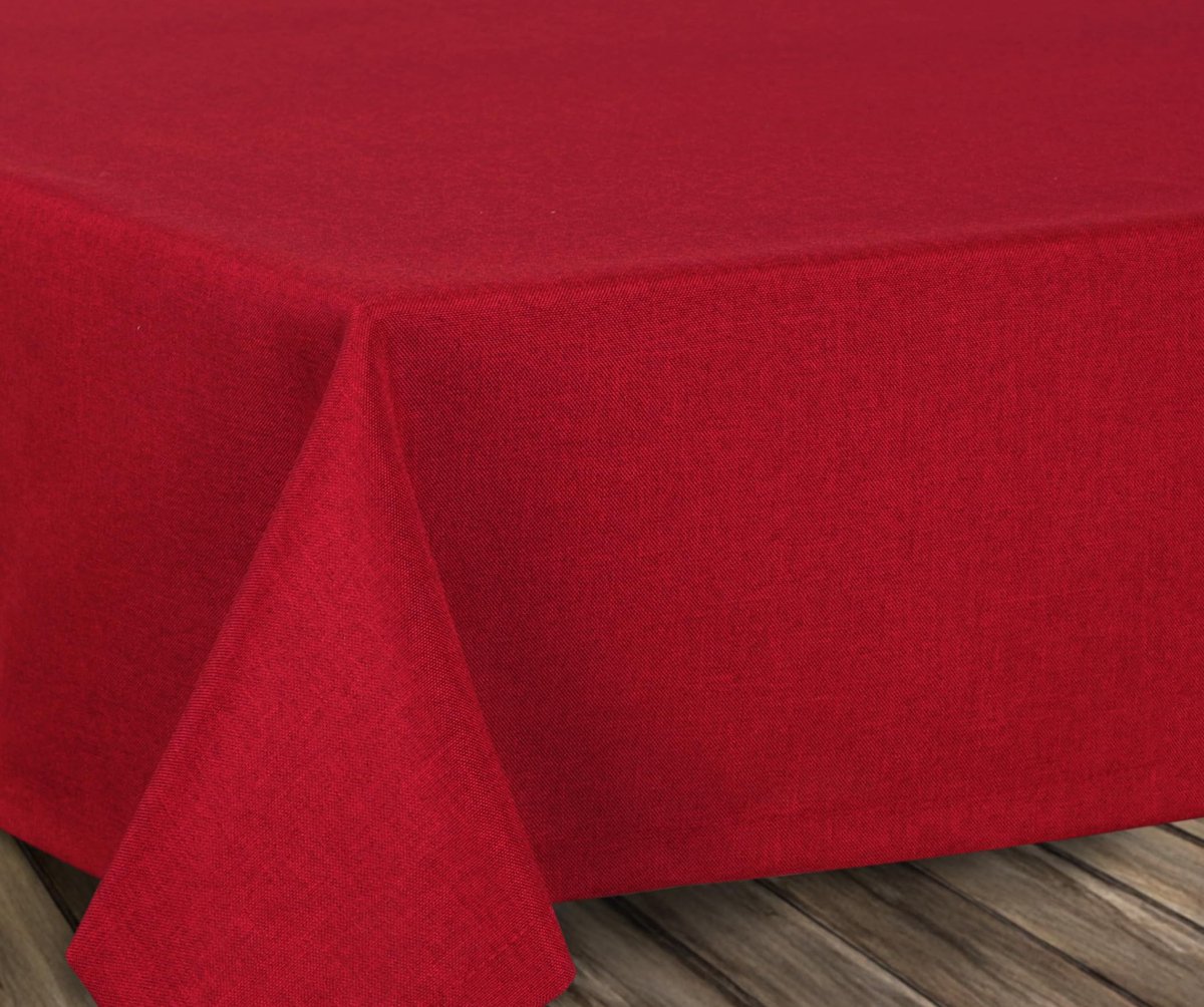 BEAUTEX vuilafstotend en strijkvrij tafelkleed - tafelkleed met lotuseffect - tafellinnen in linnenlook, vierkant 110x220 cm, Bordeaux