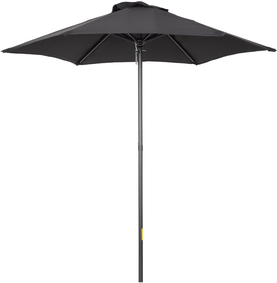 Merax Parasol 196 cm Zwart Zeshoek met Knikfunctie Windvast Kurbelbediening Voor Balkon Tuin Terras Strand
