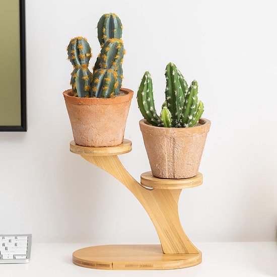 JUMRHFAN Kleine plantenstandaard van hout, plantenrek voor de vensterbank, ronde plantenstandaard voor op tafel, plantenstandaard voor het bureau voor kantoor, slaapkamer (3 standen