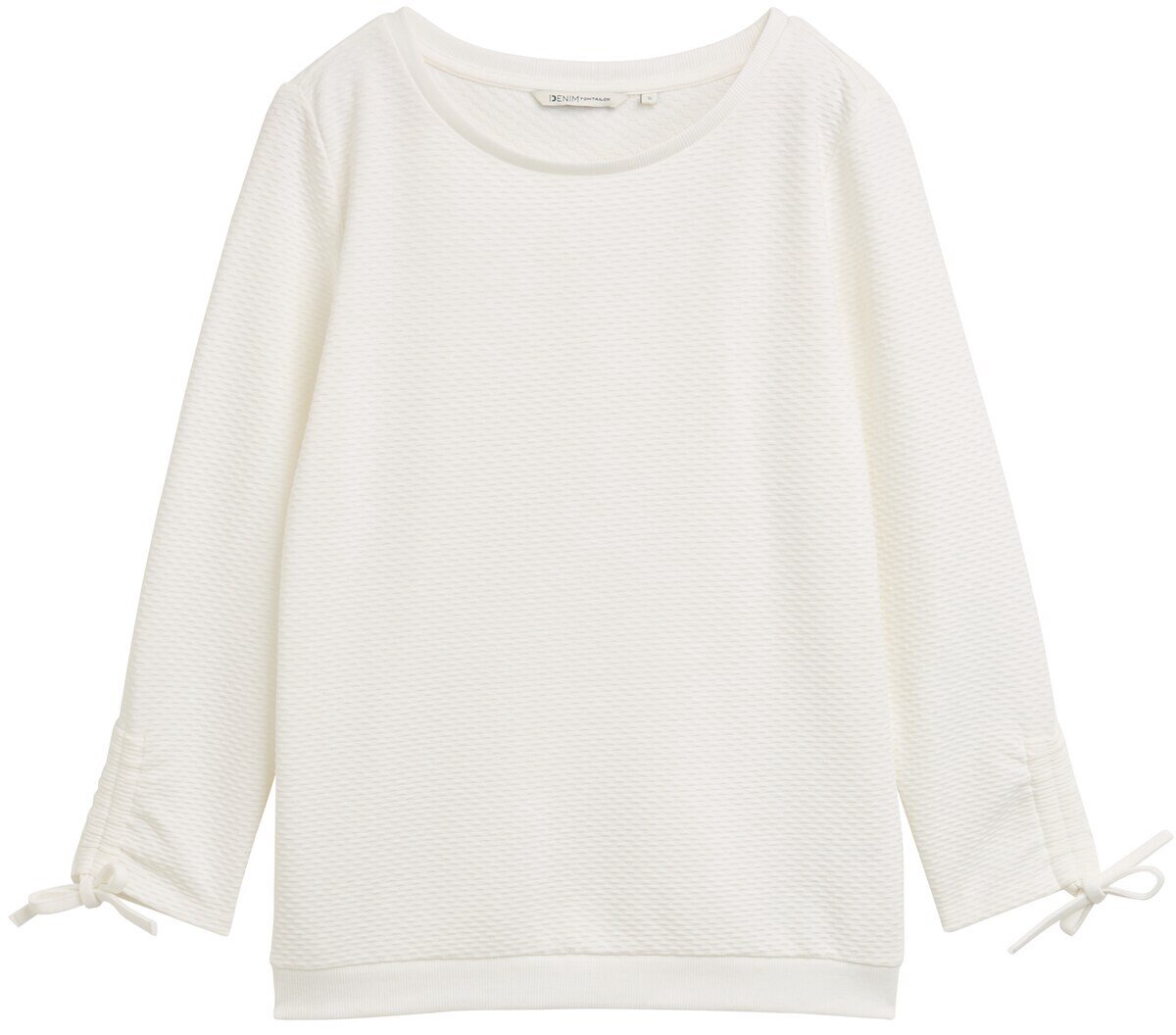 Tom Tailor Denim - Slim fit sweatshirt met gerimpelde mouwen - Maat M - off white