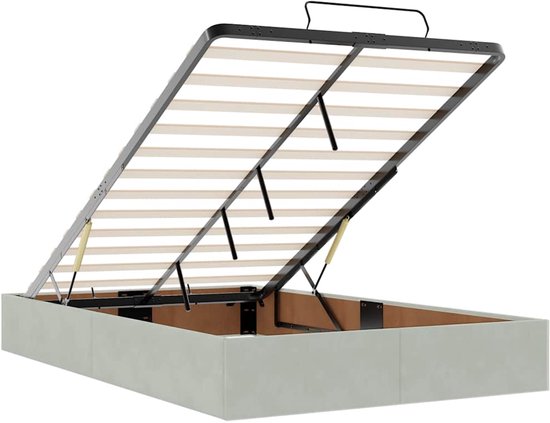vidaXL - Ottoman - lit - avec - matelas - 120x190cm - velours - gris clair