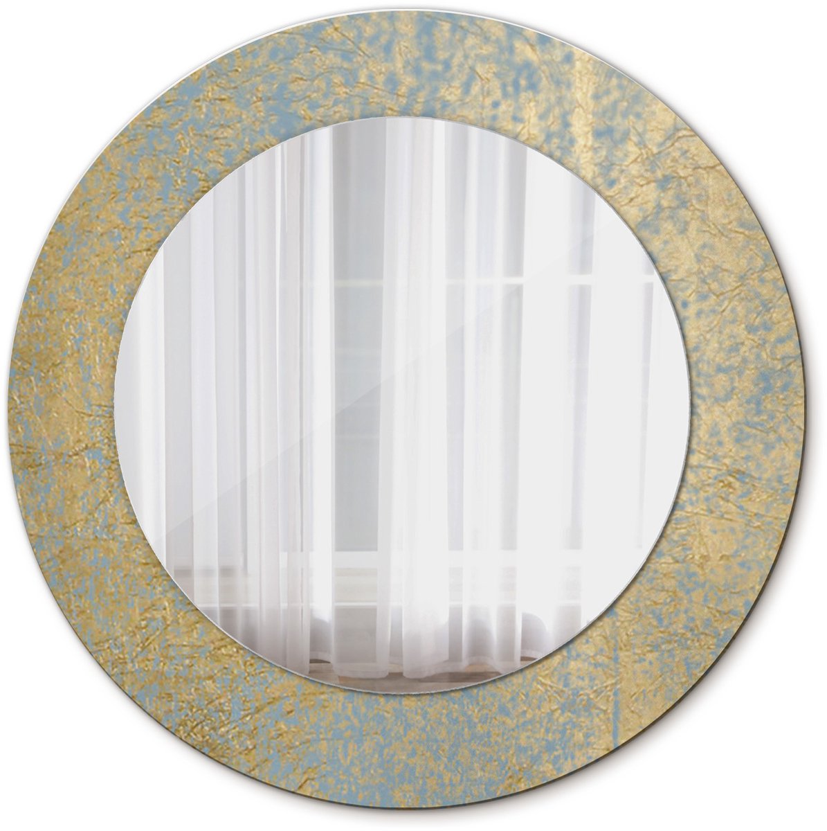 Tulup Spiegel - Spiegel op gehard Glas - Ronde Spiegel - Loftpatroon - Diameter: 50 cm - Gele - Inloopkastspiegel – Badkamerspiegel - Toiletspiegel - Spiegel met decoratief motief - Stijlvolle Spiegel - Luxe Spiegel - Spiegel Met Haken