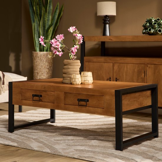 Foto: Starfurn salontafel boaz met 2 lades naturel mangohout 120cm
