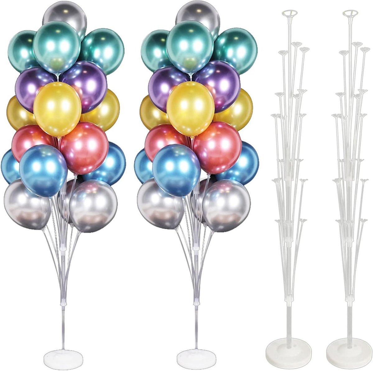 JGS Premium - Set van 2 tafelballonstandaards 160 cm voor verjaardag bruiloft jubileum - vloerstandaard ballonstokhouder - tafelballondisplaykit voor feestbenodigdheden