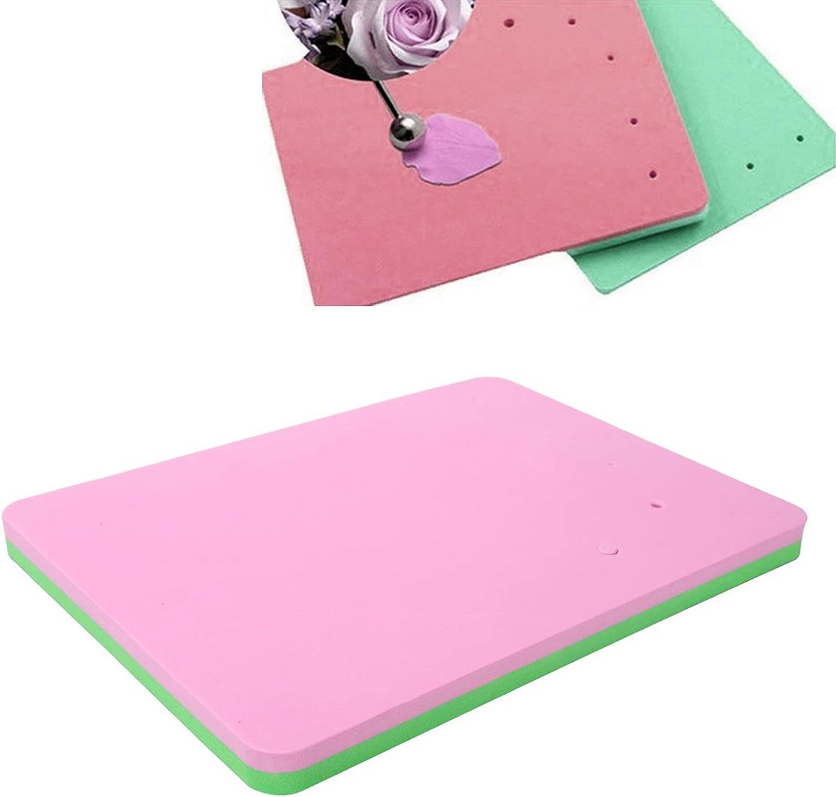 Allecto plus - Fondant Bloem Modellering Pad, Rechthoekige Fondant Cake Bloem Droogmat met 5 Gaten - Ideaal voor Fondant Kunst & Modellering - 24,6x18,5x1,5 cm