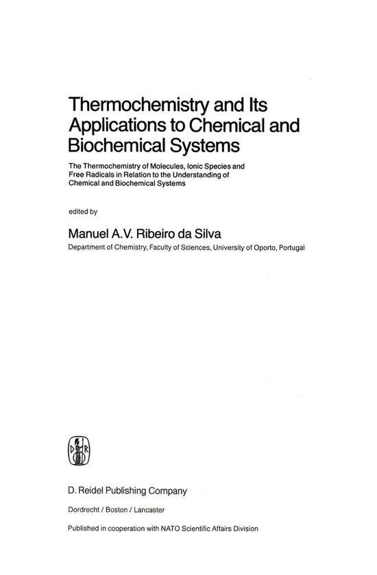 Nato Science Series C:119- Thermochemistry and Its Applicati ... - cover