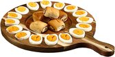 Houten Gevulde Eierschaal, Houten Ronde Schotel met Handvat, Omkeerbare Charcuterie Board Eierplaat met 16 Gaten, Gevulde Serveerhouder Container