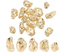 Allecto Plus - 20 stuks Gouden Kralen Set voor Sieraden Maken - 14K Verguld - DIY Ketting Armband Oorbel - Metaal & Twist Design