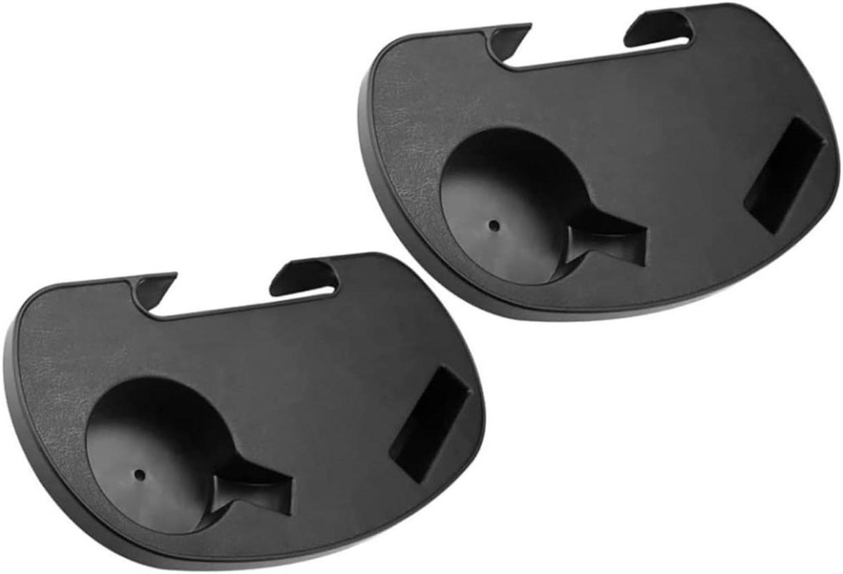Allecto Plus - Bekerhouder voor stoelarm 2 stuks - zwarte bekerhouder voor stoelarm - klemclip - bijzettafels - stoelbekerhouder voor ligstoelen, campingstoelen en visstoelen