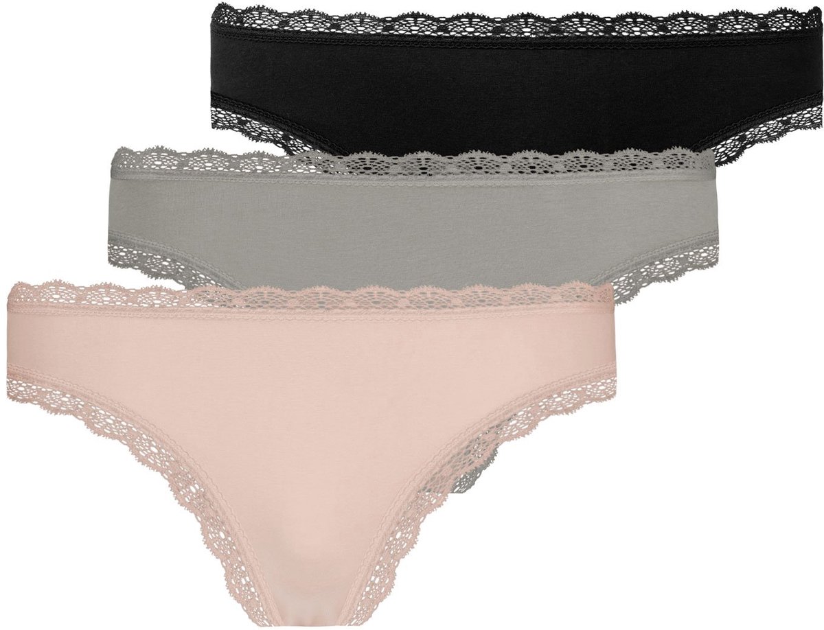 SNOCKS Tanga van Kant - Dames Ondergoed - Naadloos & Comfortabel - Dames Slips - Dames Onderbroeken - 3 Stuks