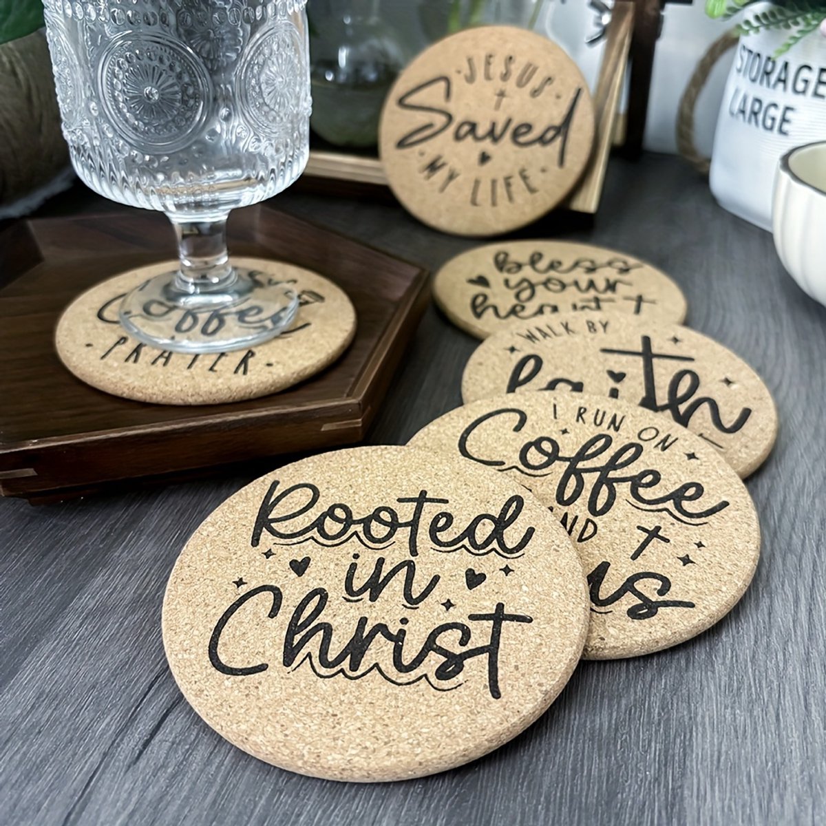 VANDAAG VERZONDEN - Onderzetters - Set van 6 stuks - Christelijk - Bijbeltekst - Bijbel - Jezus - Koffie Thee