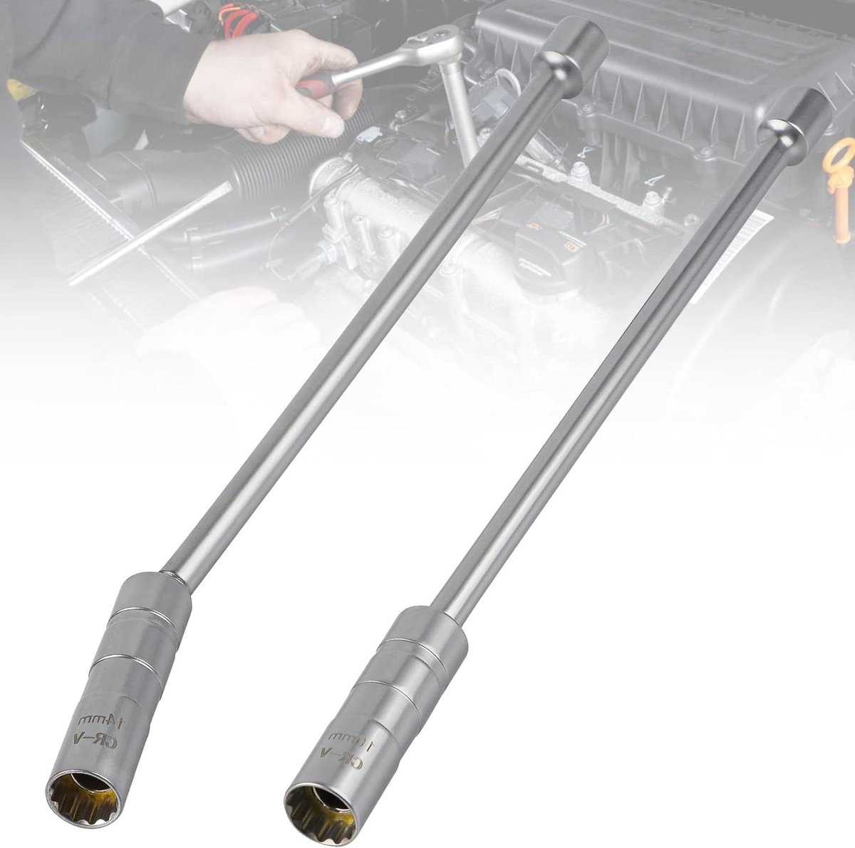 Allecto Plus - Flexibele magneet bougiesleutel voor motorfiets en grasmaaier - 16/14mm - 12 punt