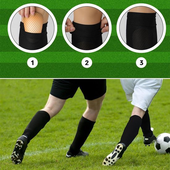 Allecto Plus - Scheenbeschermers 1 paar voetbalsokken voor kinderen en volwassenen beginners - ademend en antislip - zwart van Allecto Plus — afbeelding 3