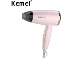 KEMEI ® Mini Haardroger Reisföhn |Professional Fohn | Sterke Motor 17370RPM |1000 W| Verwarmingsstanden 2X |Koud & Warm| Snelheidsstanden 2X| Ionische Anti-Pluis | Haardroger | Mini draagbare opvouwbare compacte Haarfohn met Geluid stille motor| Roze
