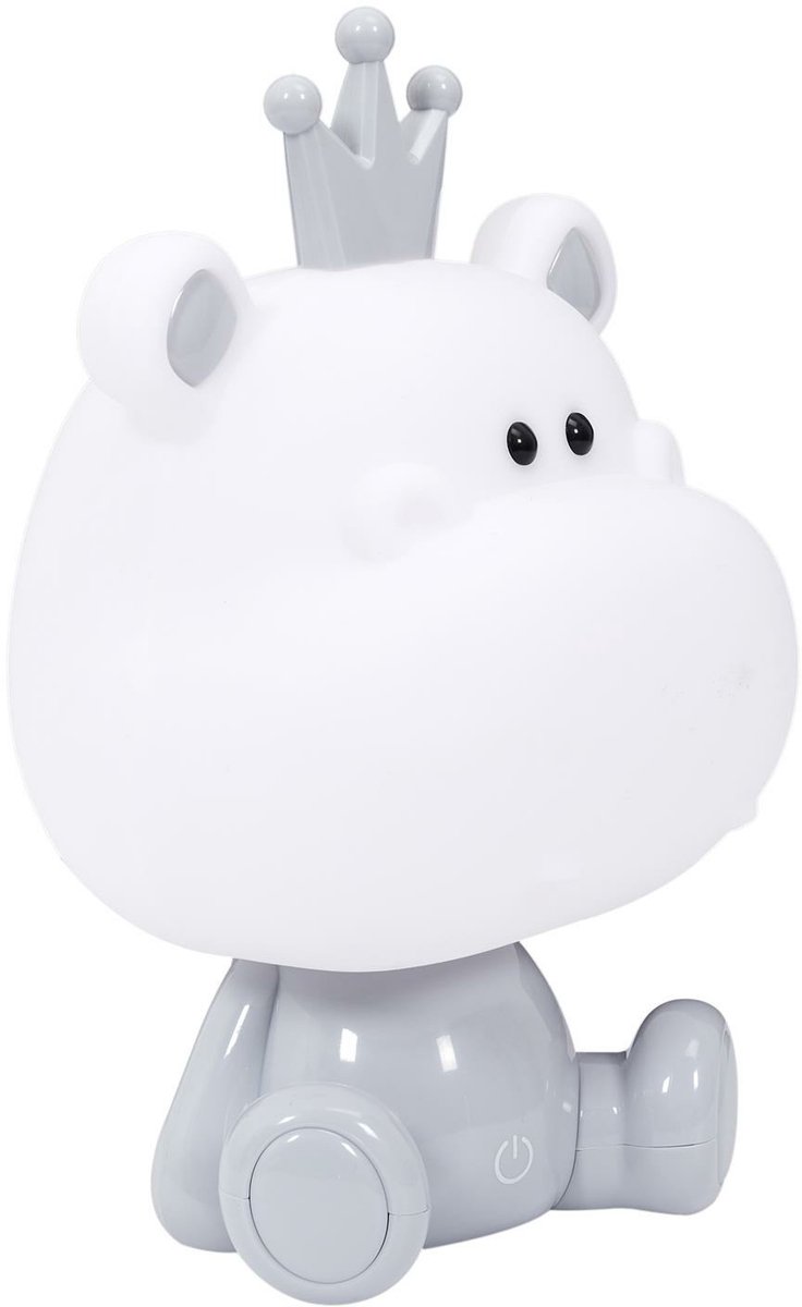 Home Deco Kids Nachtlampje Led - nijlpaard - RGB kleuren - wit - 15 cm - kinderkamer