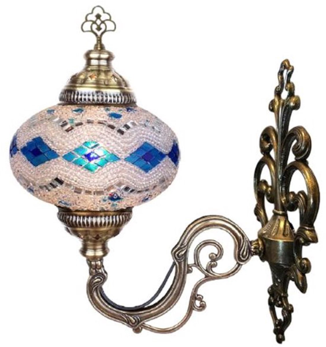 Turkse wandlamp - handgemaakt mozaïek - sfeerverlichting - 1 stuk - aqua kleur