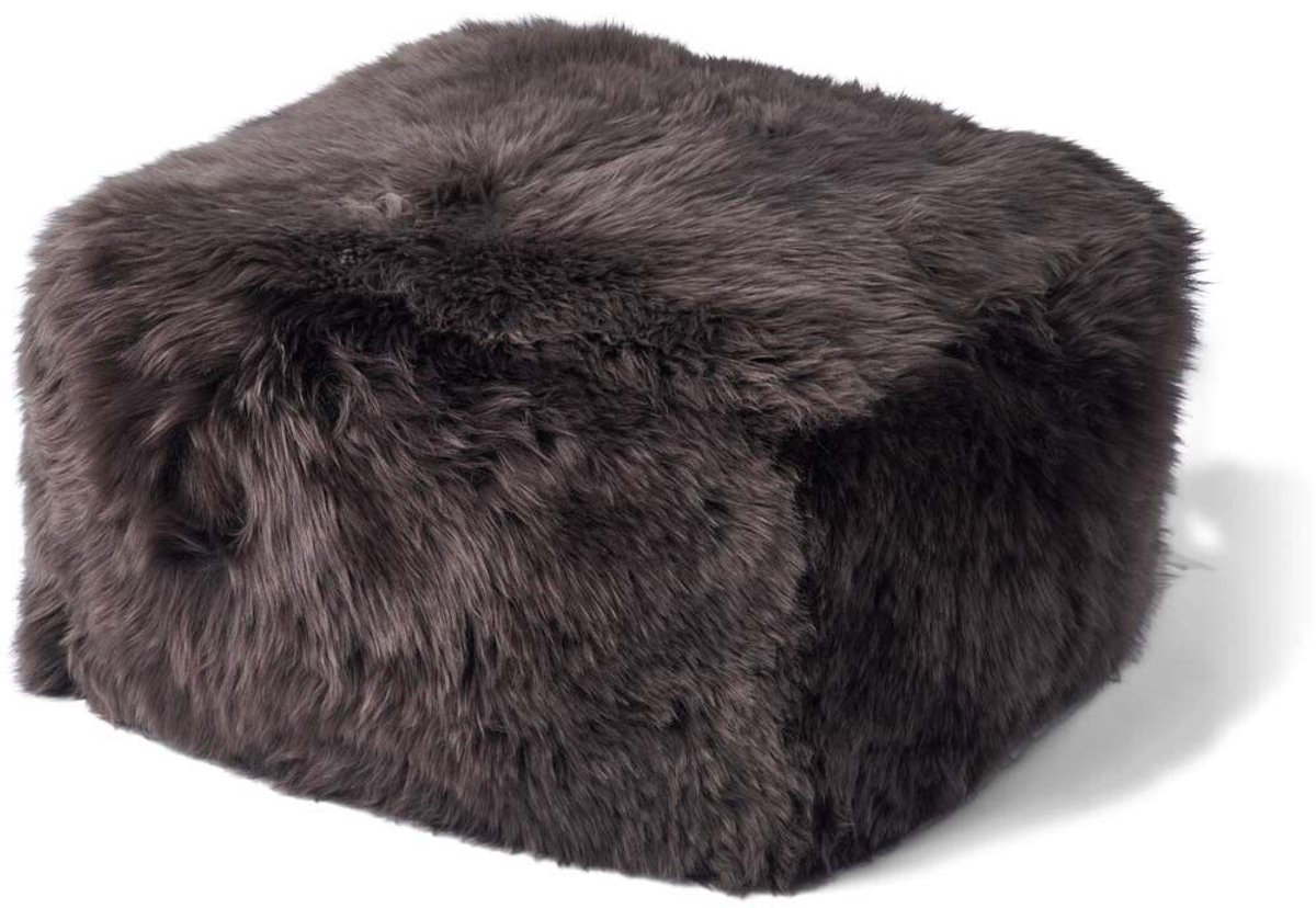 Sheepskin House - Langharige Schapenvacht Poef - 50x50x32 cm