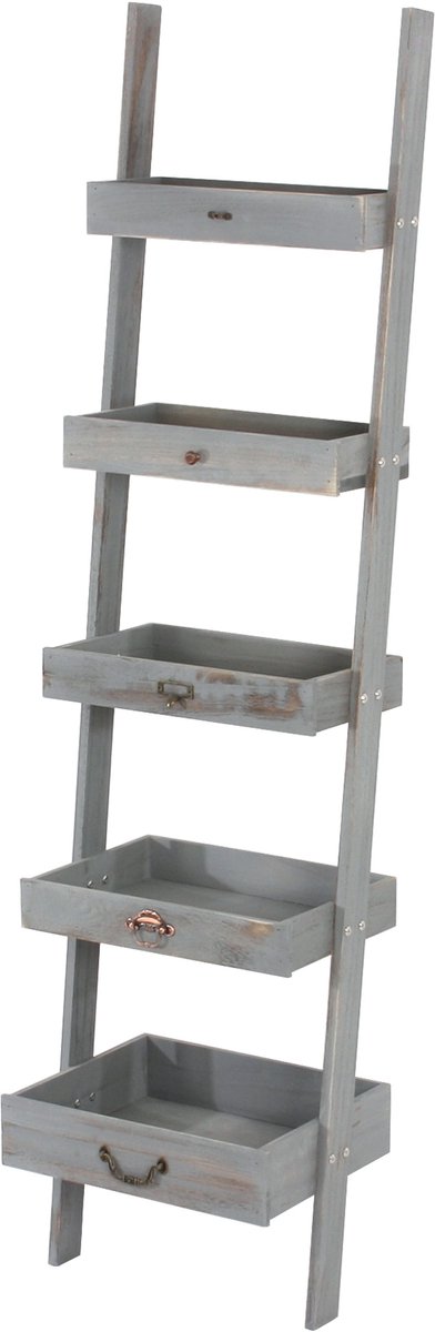 Staande plank Plantenplank Bloemenstandaard, 169x43x32cm, shabby look, vintage ~ grijs