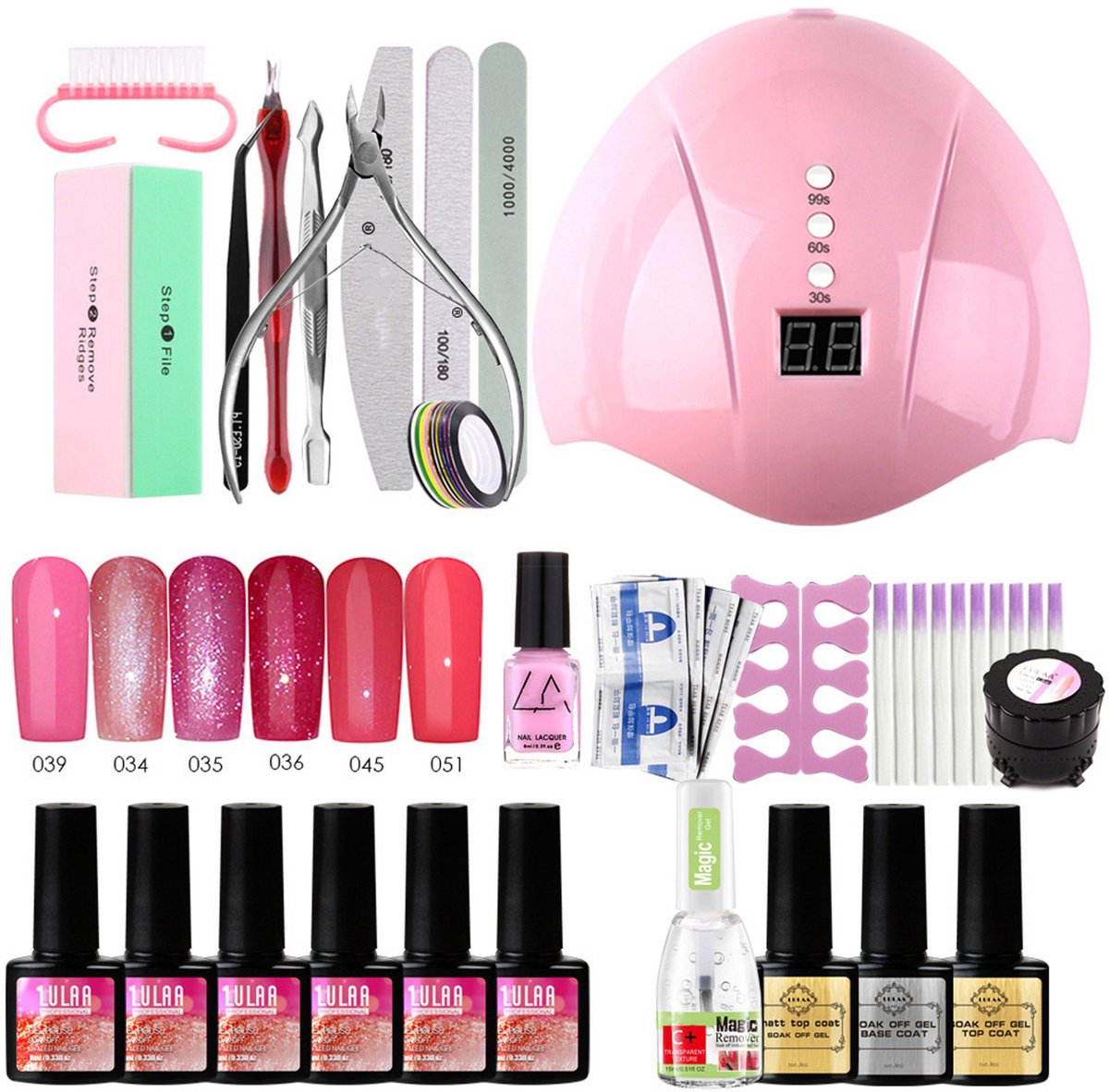 NAXSIR Professionele Nagellak Set - 6 Kleuren Nagellak + UV-Lamp - Complete Thuis Manicure Set