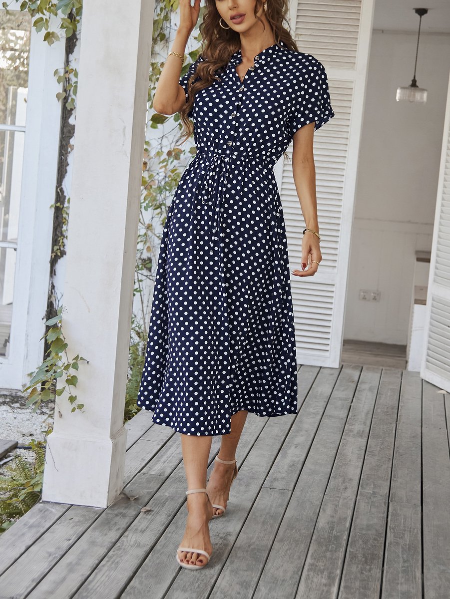 Générique O Vintage Maxi Casual Dot Vrouwen Jurk Zomer Zonder Bed Plus Size Print Jurk voor Vrouwen Vintage Rood, Groen, XXL
