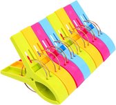 Strandlaken klemmen - strandlaken wasknijpers - stevige wasknijpers - multicolor - 8 stuks