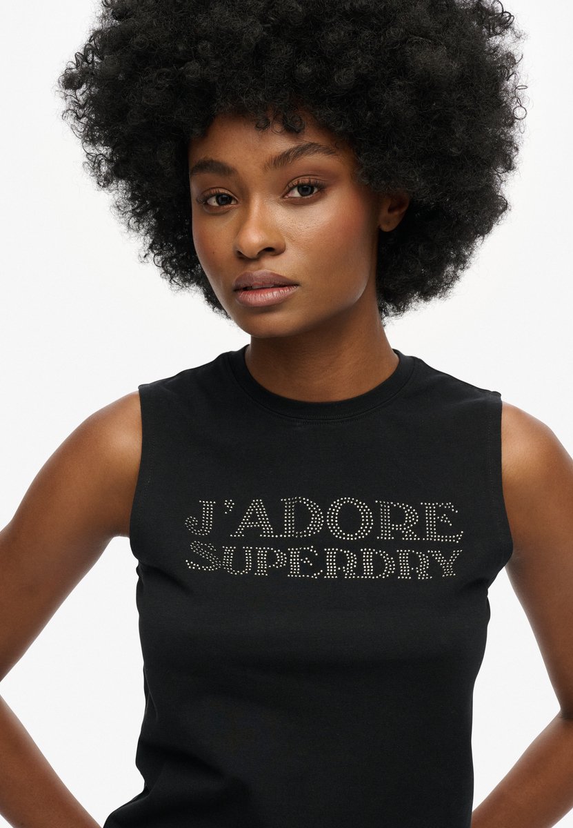 Superdry Aansluitende Sport Luxe tanktop Dames Vesten Zwart