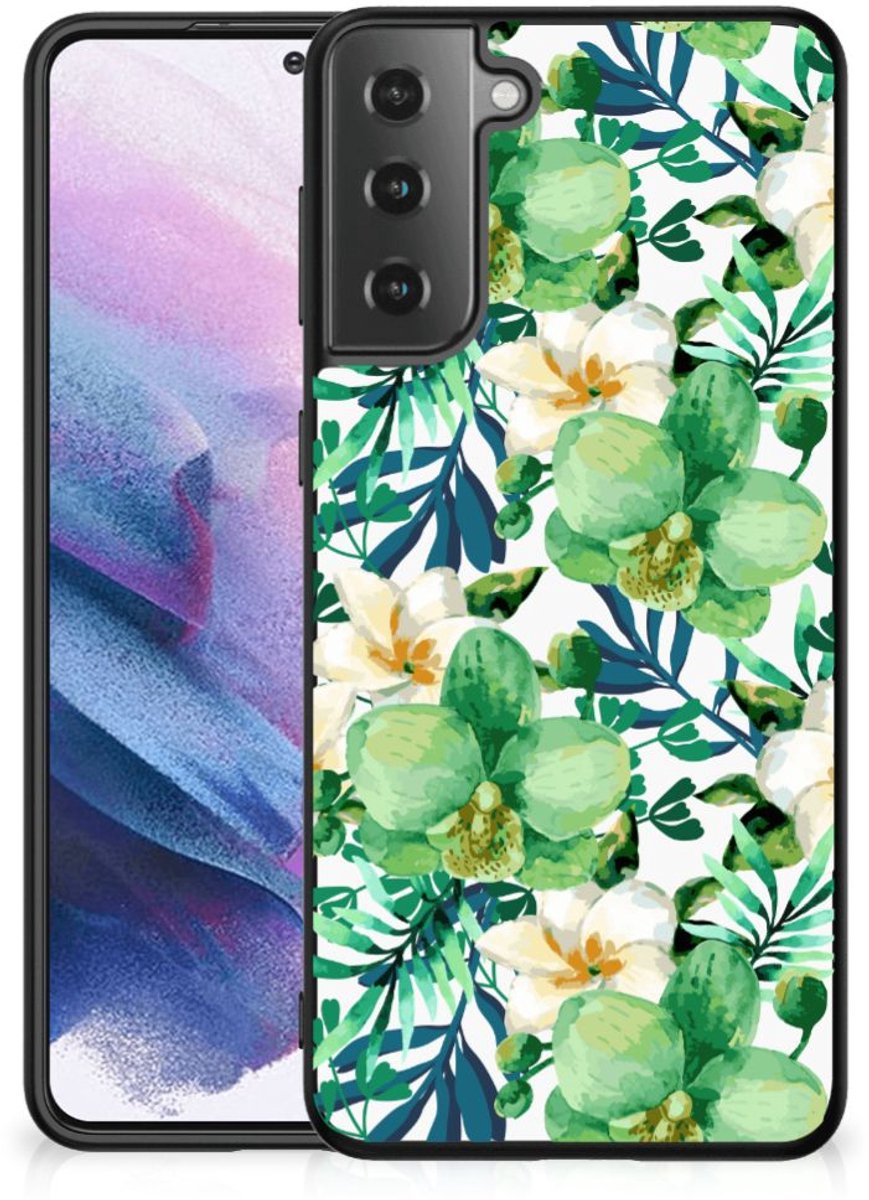 Samsung Galaxy S21 Plus Bloemen Hoesje Orchidee Groen