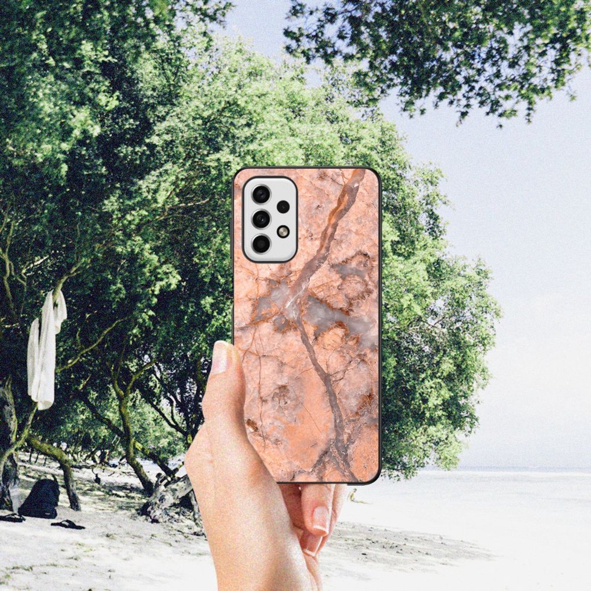 Samsung Galaxy A23 Marmeren Print Telefoonhoesje Marmer Oranje