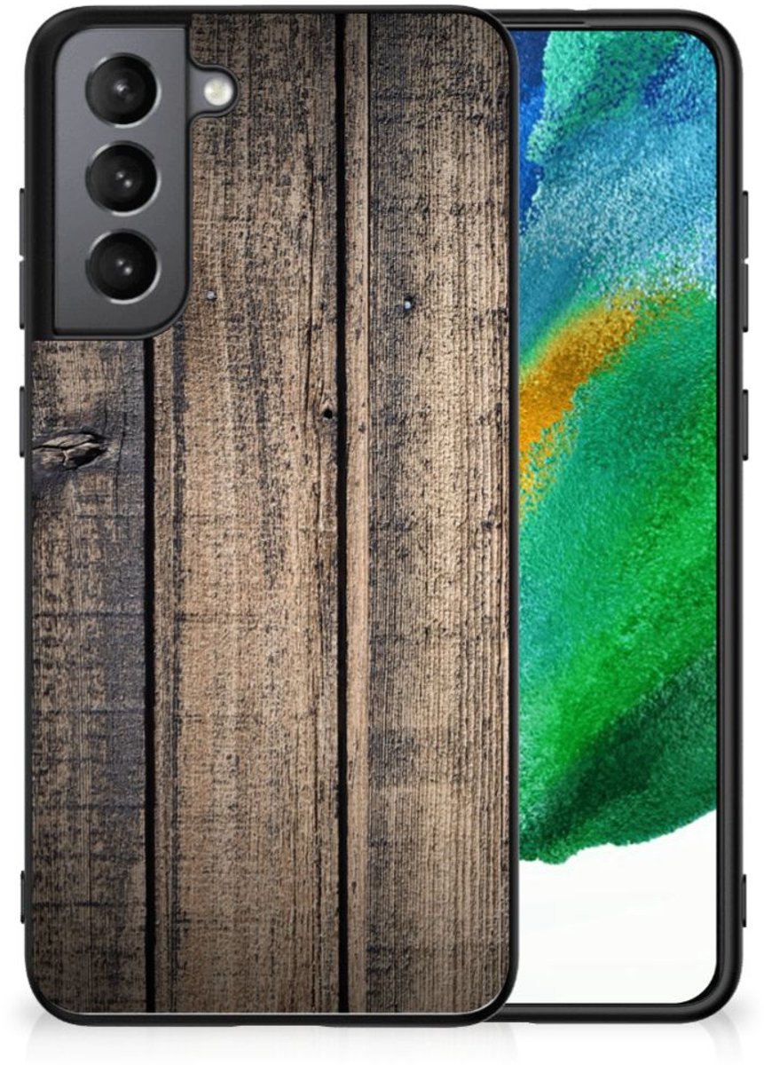 Back Cover voor Samsung Galaxy S21FE Houten Print Telefoonhoesje Steigerhout