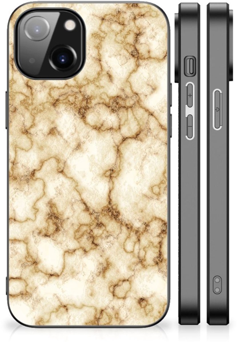 Back Cover voor Apple iPhone 13/14 Marmeren Print Telefoonhoesje Marmer Goud
