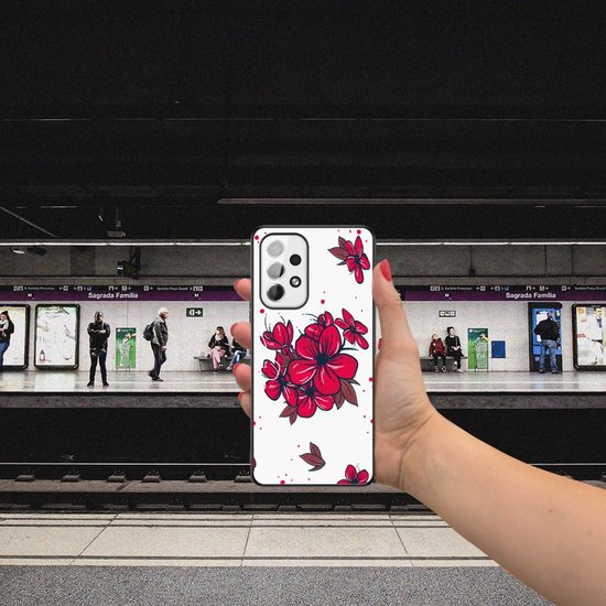 Coque de téléphone Samsung Galaxy A53 Photo Case avec bordure noire Blossom Red